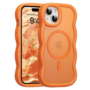 UEEBAI �Ή� iPhone 14 Plus/15 Plus �p�� �P�[�X ���� TPU �E�F�[�u�f�U�C�� �X�}�z�P�[�X �N���A ���� �l�C ������� �P�[�X MagSafe�Ή� ���^ �y�� �ϏՌ� �g�^ �o���p�[ �X�}�z�P�[�X - �I�����W