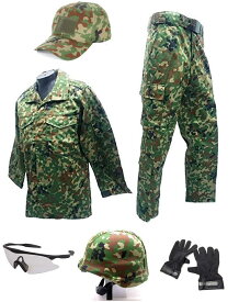 Broptical 一式セット ベルト付 BDU 自衛隊 戦闘服 迷彩服 上下 シューティンググラス ヘルメット グローブ セット S/M/L/XL 自衛隊タイプ　サバゲー 装備 コスプレ