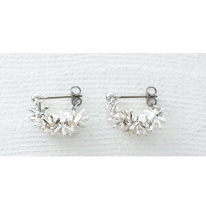 【6/4再入荷】フープピアスピアス 金属アレルギー 純チタン 小さい サシェ sache 敏感肌用 ピアス/商品名:小さなローズマリーの花束(純チタンポスト、ブラスポストから選べる)