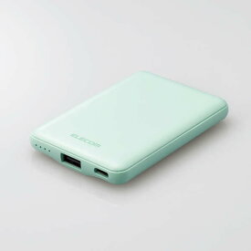 エレコム 薄型コンパクトモバイルバッテリー グリーン DE-C37-5000GN