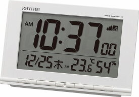 CITIZEN シチズン リズム時計工業 RHYTHM 目覚まし時計 電波 デジタル フィットウェーブD193 電子音 アラーム 温度 湿度 六曜 カレンダー 表示 白 8RZ193SR03 ［4903456212774-8RZ193SR03］