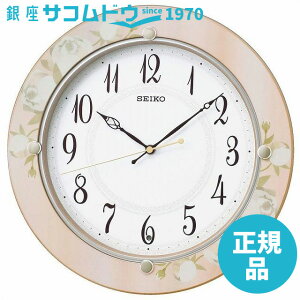 SEIKO CLOCK セイコー クロック KX220P 掛け時計 電波 アナログ 木枠 薄ピンク花柄模様