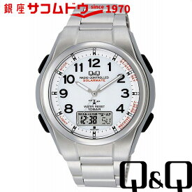 Q&Q キューアンドキュー 腕時計 ウォッチ 電波ソーラー腕時計 SOLARMATE (ソーラーメイト) ブレスレットバンド ホワイト MD02-204 メンズ