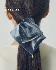 GOLDY ゴールディ バイカラー ベロア スクエア ビッグ シュシュ 6250911【メール便可】