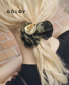 GOLDY ゴールディ メタル プレート ベロア シュシュ 6250806【メール便可】