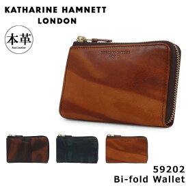 【全品10倍★11/11(火)2時迄】キャサリンハムネット 二つ折り財布 L字ファスナー BOX型小銭入れ メンズ フルーイド 490-59202 本革 レザー KATHARINE HAMNETT ブランド専用BOX付き[PO10]