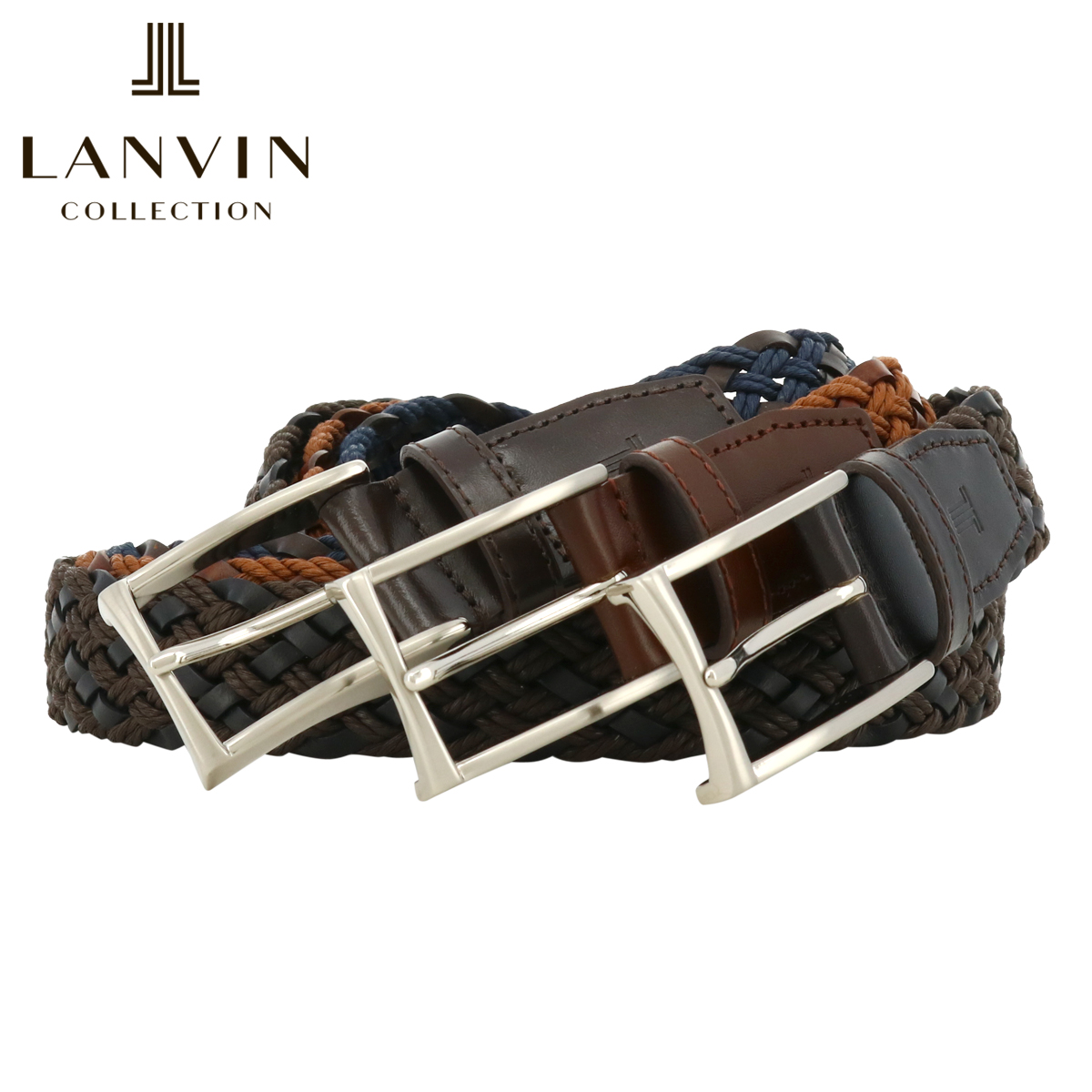 ランバンコレクション ベルト 本革 メッシュ メンズ JLMB2380 日本製 LANVIN COLLECTION カジュアルベルト 牛革 レザーのサムネイル