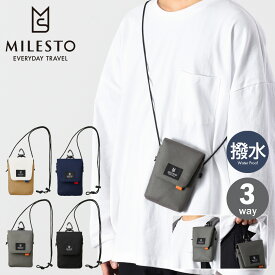 【全品10倍★11/19(水)0時迄】ミレスト スマホショルダー ヒュッテ レディース メンズ MLS813 MILESTO Hutte モバイルポーチ ベルト装着 スマホポーチ ショルダーバッグ コンパクト 小さめ ななめ掛け 撥水 シンプル 本革 レザー[PO10][即日発送]