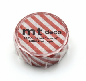 マスキングテープ ストライプ ディープレッド mt deco 15mm×5m 1P マステ MT01D595 1.5cm幅 15mm幅 赤 レッド 深紅 縞模様 シンプル ポップ 明るい色 パターン柄 和紙テープ 紙テープ 弱粘着 カモ井 カ