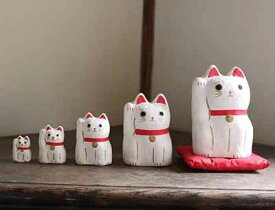 はりこーシカ 招き猫（白）張子の入れ子細工 かわいい開運インテリア 正月飾り 新年 迎春 安産祈願 置き物 レトロ風 オブジェ 白猫 ねこ マトリョーシカ風