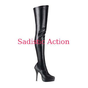 y[zPLEASER Platform Boots Thigh High PU/BK yPleaser@(u[cAT_AV[YjzyPL-BO-IND3000/B/PUz
