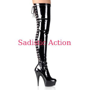 y[zPLEASER Platform Boots Thigh High BK yPleaser@(u[cAT_AV[YjzyPL-BO-DELIGHT-3063-B/Mz