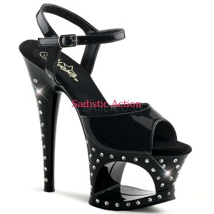y[zPLEASER Ankle Strap Sandal Featuring Rhinestones Embedded All Over Platform & Heel yPleaser@(u[cAT_AV[YjzyPL-SAN-MOON-709SDTz