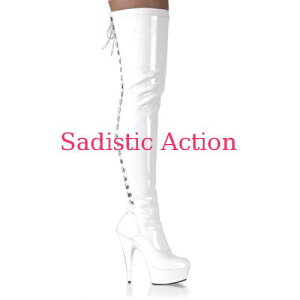 y[zPLEASER Platform Boots Thigh High WH yPleaser@(u[cAT_AV[YjzyPL-BO- DEL3063/W/Mz