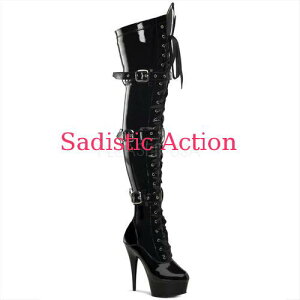 y[zPLEASER Platform Boots Thigh High BK/M yPleaser@(u[cAT_AV[YjzyPL-BO-DELIGHT-3028-BKz