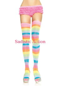 【即納】Leg Avenue Acrylic neon rainbow thigh highs 【Leg Avenue　（ストッキング、ランジェリー、衣装、コスチューム、小物）】【ハロウィンコスチューム】【コスチュームアクセサリー】【LEG-HO-6600】