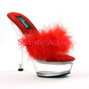 y[zPleaser Red Fur/Clear 6" Heel yPleaser@(u[cAT_AV[YjzyPL-SAN-KISS-201F-RE/CLz