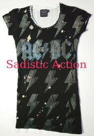 【即納】iconic couture×Sadistic Action AC/DC T 【iconic couture】【ICO-TP-AX/DC-BK/CL】