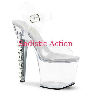 �y���[�zPLEASER Ankle Strap Sandal Featuring Spikes and Stones Adorning Heel �yPleaser�@(�u�[�c�A�T���_���A�V���[�Y�j�z�yPL-SAN-FEARLESS-708-CL�z