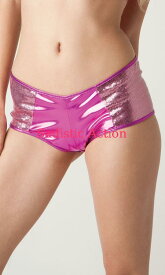 【即納】L.A.Roxx Pink Metallic micro sequin boy shorts with spandex contrast. 【L.A.Roxx (ダンスウェア、レザー、ボンテージ、衣装)】【LR-SH-32011-PI】