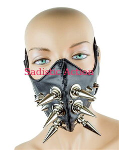 y[zFUNK PLUS LEATHER HALF MASK 2" SPIKE. 2 ELASTIC STRAP ON BACK TO HOLD THE MASK IN PLACE. yRX`[ANZT[zy}XNAʁAwbhs[XzyFUNK PLUS(U[ANZT[AU[}XNAn