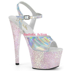 �y���[�zPleaser Ankle Strap Sandal Featuring Holographic Mini Glitter Wrapped Platform Bottom �yPleaser�@(�u�[�c�A�T���_���A�V���[�Y�j�z�y�T���_���z�yPL-SAN-ADO709HGG/SHG/OPG�z