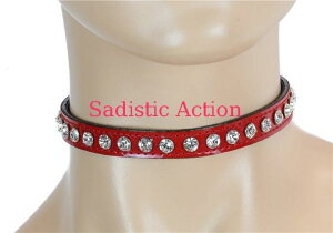 �y���[�zFUNK PLUS 1/2 Wide Choker with Rhinestone on Patent �yFUNK PLUS(���U�[�A�N�Z�T���[�A���U�[�}�X�N�A�n�[�l�X�A�|���X�n�b�g���j�z�y�`���[�J�[�E�l�b�N���X�z�yFP-CK-CK247P.RED/CLR�z