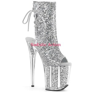 �y���[�zPleaser Glitter Filled Platform Open Toe/Heel Lace Up Back Ankle Boot �yPleaser�@(�u�[�c�A�T���_���A�V���[�Y�j�z�yPL-BO-FLAM1018G/SG/M�z