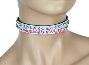 �y���[�zFUNK PLUS Choker with 2ROW Rhinestone on Patent �yFUNK PLUS(���U�[�A�N�Z�T���[�A���U�[�}�X�N�A�n�[�l�X�A�|���X�n�b�g���j�z�y�`���[�J�[�E�l�b�N���X�z�yFP-CK248P.WHT�z