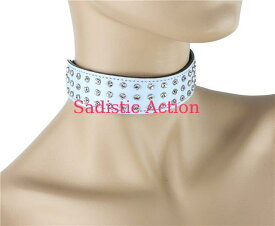 【即納】FUNK PLUS Choker with 3ROW Rhinestone on Patent 【FUNK PLUS(レザーアクセサリー、レザーマスク、ハーネス、ポリスハット等）】【チョーカー・ネックレス】【FP-CK249P.WHT】