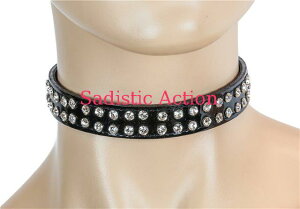 �y���[�zFUNK PLUS Choker with 2ROW Rhinestone on Patent �yFUNK PLUS(���U�[�A�N�Z�T���[�A���U�[�}�X�N�A�n�[�l�X�A�|���X�n�b�g���j�z�y�`���[�J�[�E�l�b�N���X�z�yFP-CK248P.BLK�z