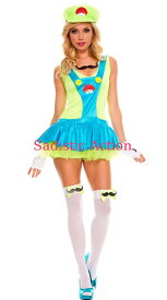 【即納】MUSIC LEGS Green Playful Plumber Costume 【ハロウィンコスチューム】【MUSIC LEGS　（ストッキング、ランジェリー、コスチューム）】【MU-CO-70453】