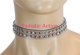 【即納】FUNK PLUS Choker with 2ROW Rhinestone on Vinyl 【FUNK PLUS(レザーアクセサリー、レザーマスク、ハーネス、ポリスハット等）】【チョーカー・ネックレス】【FP-CK248CLR-CLR 】