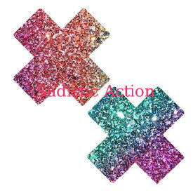 【即納】NIPZTIX Super Sparkle Rock Kandi Multicolor Glitter X Factor Pasties 【ペイスティ・ニップレス】【ニップレス・ペイスティ】【Neva Nude（ニップレス、ペイスティ）】【SSR-XF-NS】