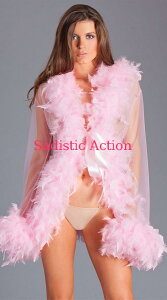 y[zBe Wicked Sheer short length robe with chandelle boa feather trim yBE WICKED!zygbvXzy[uEKEzyBW-LIN-BW834-C.PIz