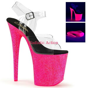 �y���[�zPLEASER Ankle Strap Sandal Featuring the Entire Platform Bottom�A Outsole & Toplift Neon UV Reactive �yPleaser�@(�u�[�c�A�T���_���A�V���[�Y�j�z�y�R�X�`���[���A�N�Z�T���[�z�y�T���_���z�yPL-SAN-FLAMINGO-808U