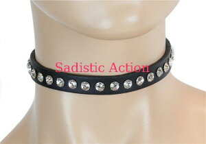 �y���[�zFUNK PLUS 1/2 Wide Choker with Rhinestone on Leather �yFUNK PLUS(���U�[�A�N�Z�T���[�A���U�[�}�X�N�A�n�[�l�X�A�|���X�n�b�g���j�z�y�`���[�J�[�E�l�b�N���X�z�yFP-CK-CK247LEATHER-BK/CL�z