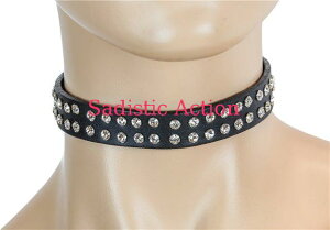 �y���[�zFUNK PLUS Choker with 2ROW Rhinestone on Leather �yFUNK PLUS(���U�[�A�N�Z�T���[�A���U�[�}�X�N�A�n�[�l�X�A�|���X�n�b�g���j�z�y�`���[�J�[�E�l�b�N���X�z�yFP-CK248LEATHER �z