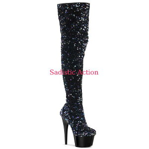 y[zPleaser Platform Stretch Sequin Thigh High Boot yPleaser@(u[cAT_AV[Yjzyu[czyPL-BO-ADO3020/BSQ/Mz