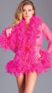 y[zBe Wicked Sheer short length robe with chandelle boa feather trim yBE WICKED!zygbvXzy[uEKEzyBW-LIN-BW834-H.PIz