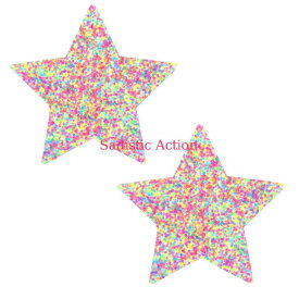 【即納】NIPZTIX Sprankles Neon UV Pastel Glitter Star Pasties 【ペイスティ・ニップレス】【ニップレス・ペイスティ】【Neva Nude（ニップレス、ペイスティ）】【SPR-STR-NS 】