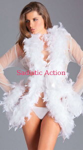 y[zBe Wicked Sheer short length robe with chandelle boa feather trim yBE WICKED!zygbvXzy[uEKEzyBW-LIN-BW834-WHz