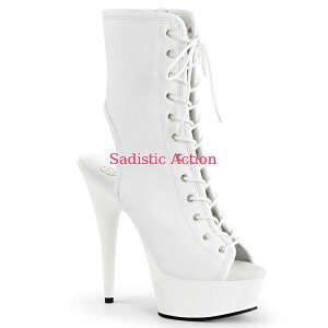 �y���[�zPLEASER Mid-Platform Peep Toe�A Open Heel Front Lace-Up Ankle Boot�A Full-Length Inside Zip Closure �yPleaser�@(�u�[�c�A�T���_���A�V���[�Y�j�z�y�R�X�`���[���A�N�Z�T���[�z�yPL-SAN-DELIGHT-1016-WH�z