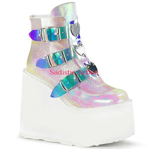 �y���[�zDemonia Wedge Platform Ankle Boot Featuring Triple Buckle Straps w/ Silver Chrome Plated Metal Plate �y�R�X�`���[���A�N�Z�T���[�z�y�u�[�c�z�yDEMONIA(�T���_���E�t�F�X�e�B�o���V���[�Y�E�u�[�c)�z�yDM-BO- S