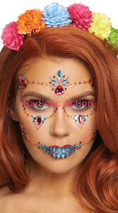 �y���[�zLeg Avenue Day of the Dead Jewels Sticker �yLeg Avenue�@�i�X�g�b�L���O�A�����W�F���[�A�ߑ��A�R�X�`���[���A�����j�z�y�n���E�B���R�X�`���[���z�y�R�X�`���[���A�N�Z�T���[�z�y���̑��z�y