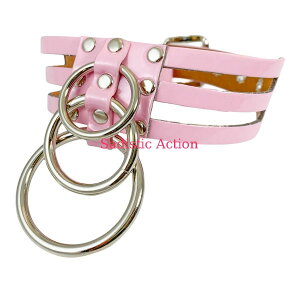 �y���[�zFUNK PLUS 1 3/4 WIDE SPLIT BONDAGE CHOKER WITH 3 RINGS SHINY NEON �yFUNK PLUS(���U�[�A�N�Z�T���[�A���U�[�}�X�N�A�n�[�l�X�A�|���X�n�b�g���j�z�y�`���[�J�[�E�l�b�N���X�z�yFP-FC530N-PI�z