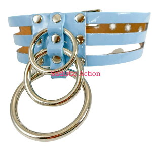 �y���[�zFUNK PLUS 1 3/4 WIDE SPLIT BONDAGE CHOKER WITH 3 RINGS SHINY NEON �yFUNK PLUS(���U�[�A�N�Z�T���[�A���U�[�}�X�N�A�n�[�l�X�A�|���X�n�b�g���j�z�y�`���[�J�[�E�l�b�N���X�z�yFP-FC530N-BL�z