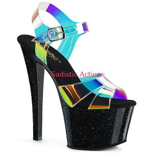 �y���[�zPleaser Platform Ankle Strap Sandal Featuring Mini Iridescent Glitters On the Entire Platform Bottom �yPleaser�@(�u�[�c�A�T���_���A�V���[�Y�j�z�y�T���_���z�yPL-SAN-SKY320MMR/MRTPU/B�z