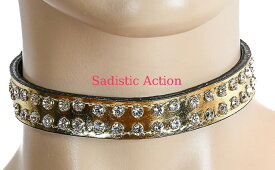 【即納】FUNK PLUS Choker with 2ROW Rhinestone on Patent 【FUNK PLUS(レザーアクセサリー、レザーマスク、ハーネス、ポリスハット等）】【チョーカー・ネックレス】【FP-CK248P.GL】