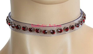 �y���[�zFUNK PLUS 1/2" Wide Choker with Rhinestone on Vinyl �yFUNK PLUS(���U�[�A�N�Z�T���[�A���U�[�}�X�N�A�n�[�l�X�A�|���X�n�b�g���j�z�y�`���[�J�[�E�l�b�N���X�z�yFP-CK-CK247CLR/RED�z